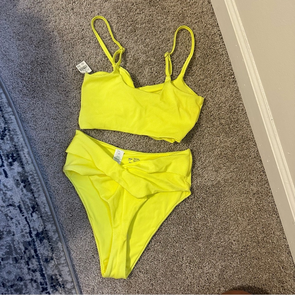 NWT Aerie Size Small Bikini Set High Cut Cheeky Bottom + Scoop Top